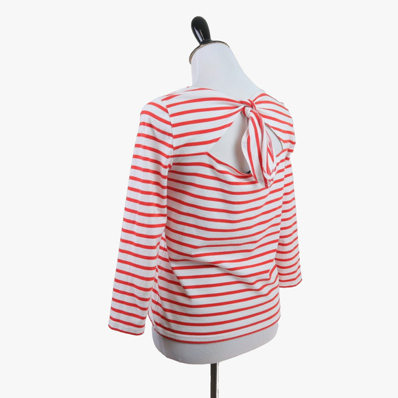 J Crew Size XS Open Tie Back Top Mariner Cloth Orange White Stripe - Picture 5 of 10